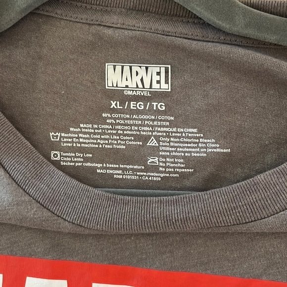 MARVEL long sleeve tee shirt, gray, size XL - Picture 3 of 4